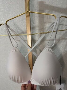 Women’s Crisscross Back Triangle swim top - White- push up- 34DD